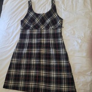 90s large plaid black red and white dress